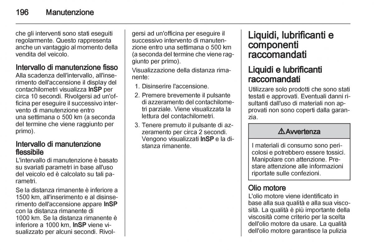 Opel Corsa D manuale del proprietario / page 198