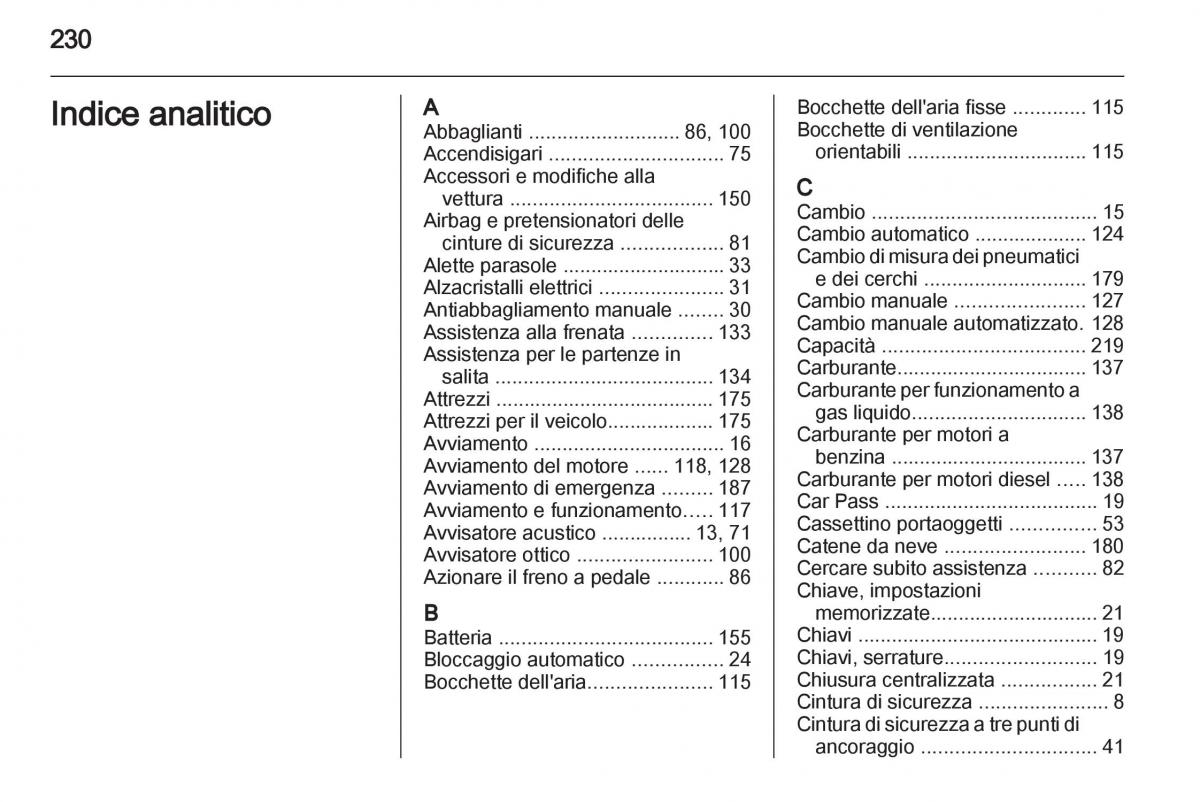 Opel Corsa D manuale del proprietario / page 232