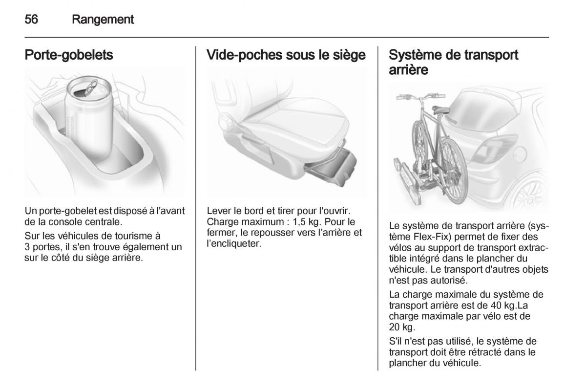 Opel Corsa D manuel du proprietaire / page 58