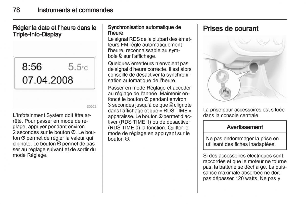 Opel Corsa D manuel du proprietaire / page 80