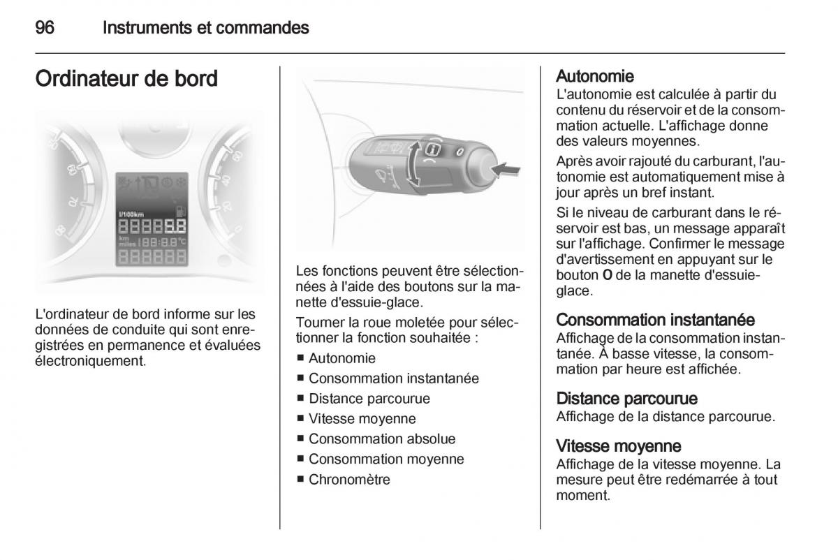 Opel Corsa D manuel du proprietaire / page 98