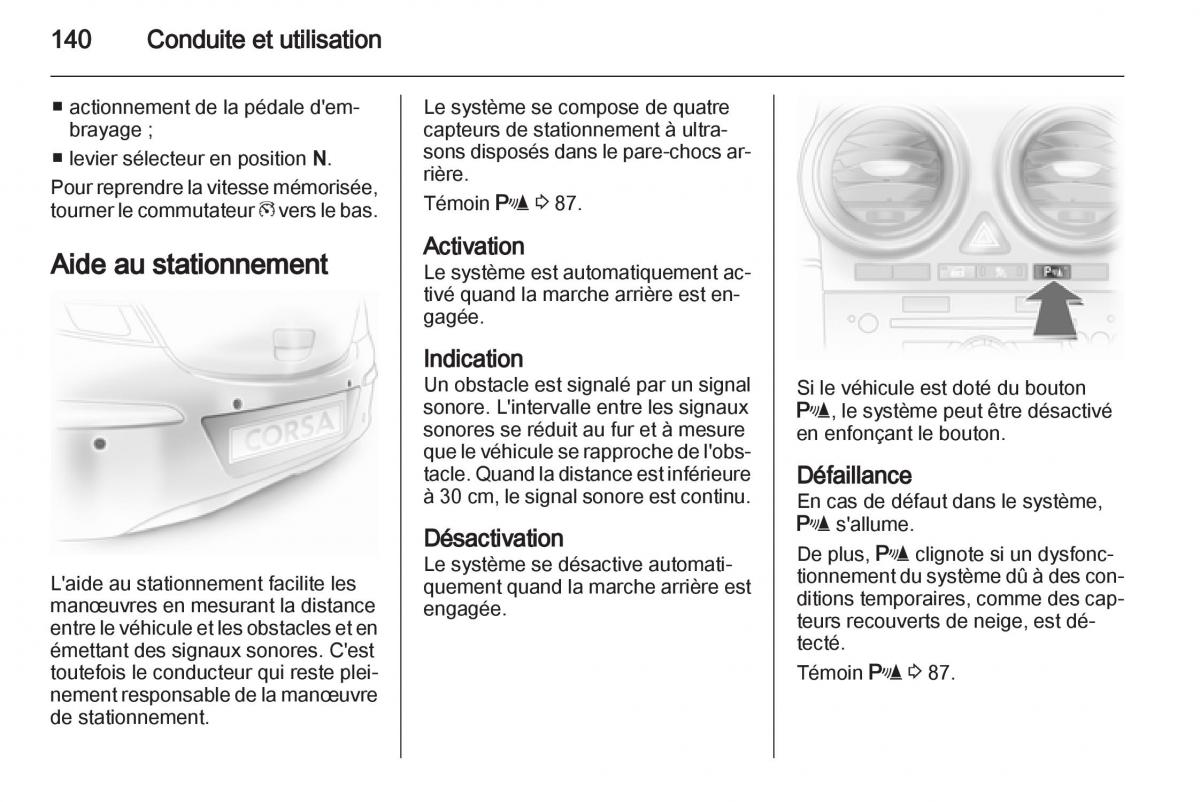 Opel Corsa D manuel du proprietaire / page 142