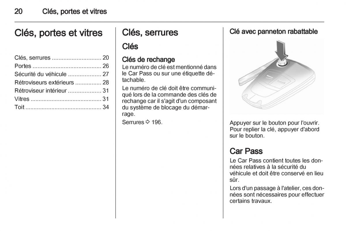 Opel Corsa D manuel du proprietaire / page 22