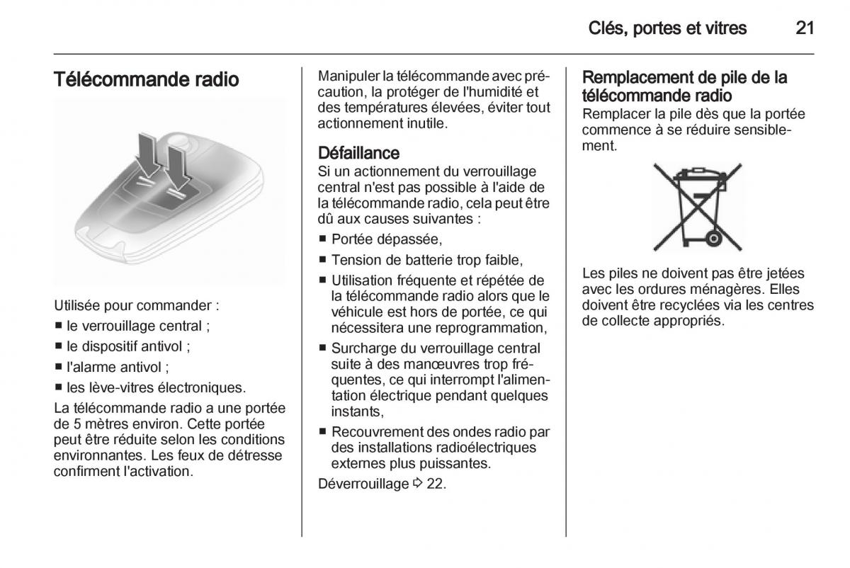 Opel Corsa D manuel du proprietaire / page 23