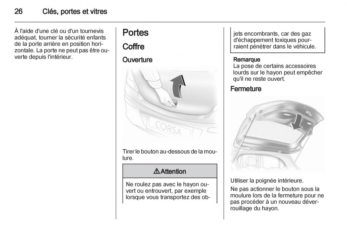 Opel Corsa D manuel du proprietaire / page 28