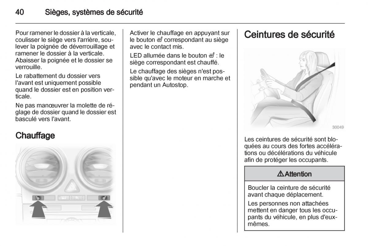 Opel Corsa D manuel du proprietaire / page 42