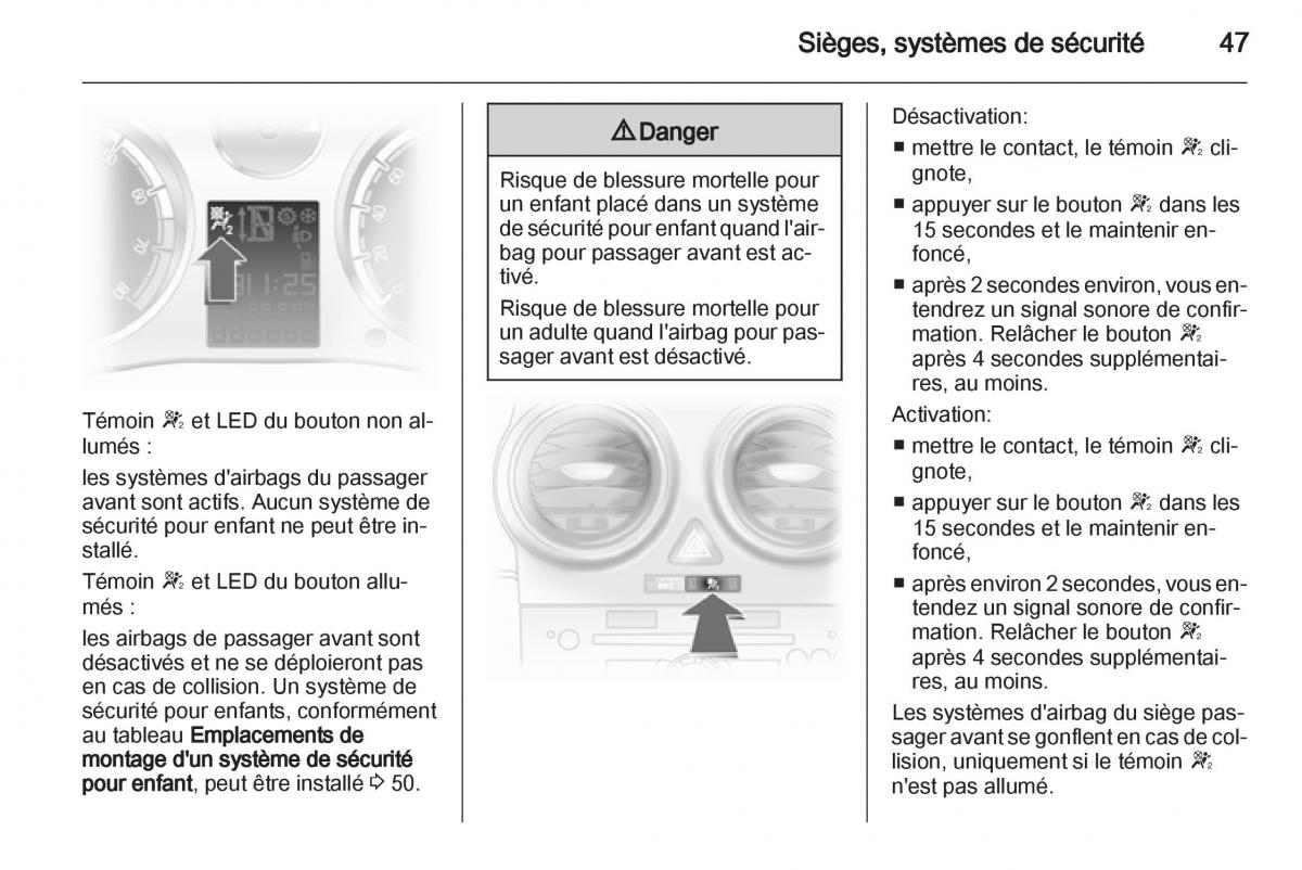 Opel Corsa D manuel du proprietaire / page 49