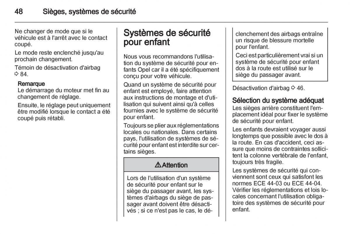 Opel Corsa D manuel du proprietaire / page 50