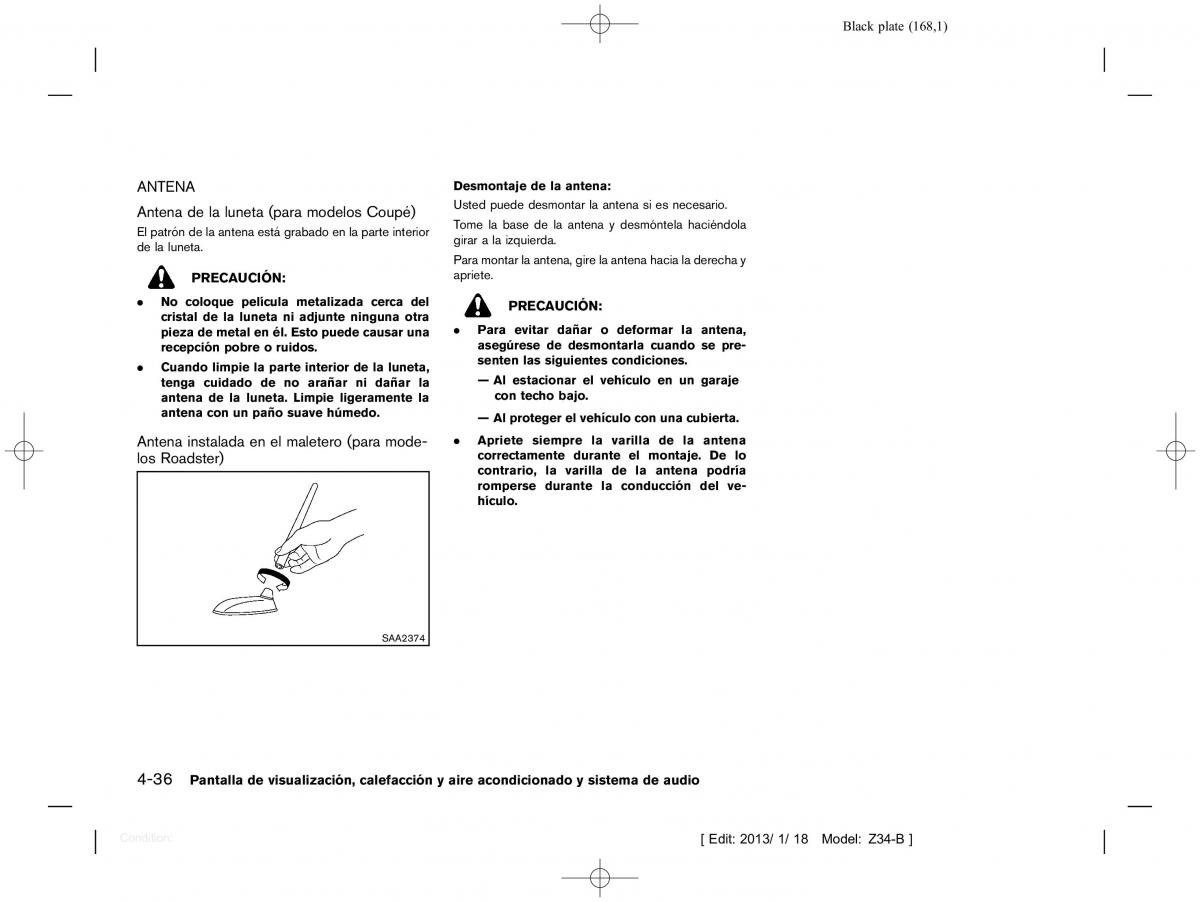 Nissan 370Z manual del propietario / page 169