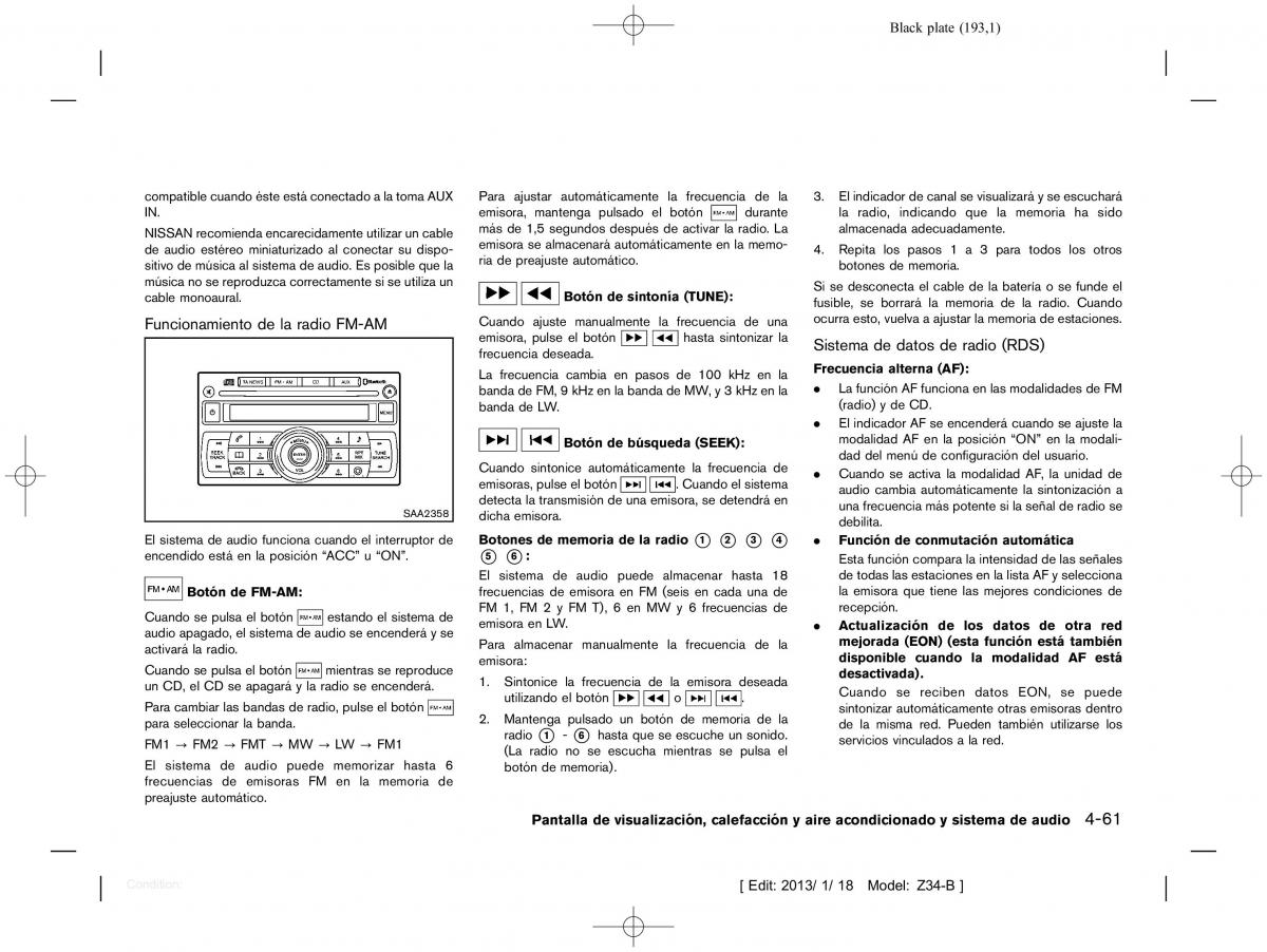 Nissan 370Z manual del propietario / page 194