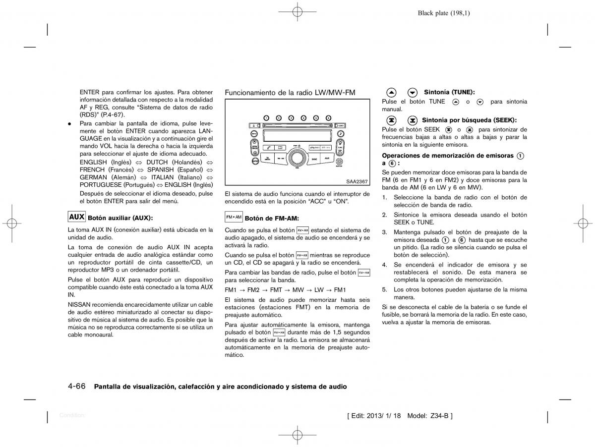 Nissan 370Z manual del propietario / page 199