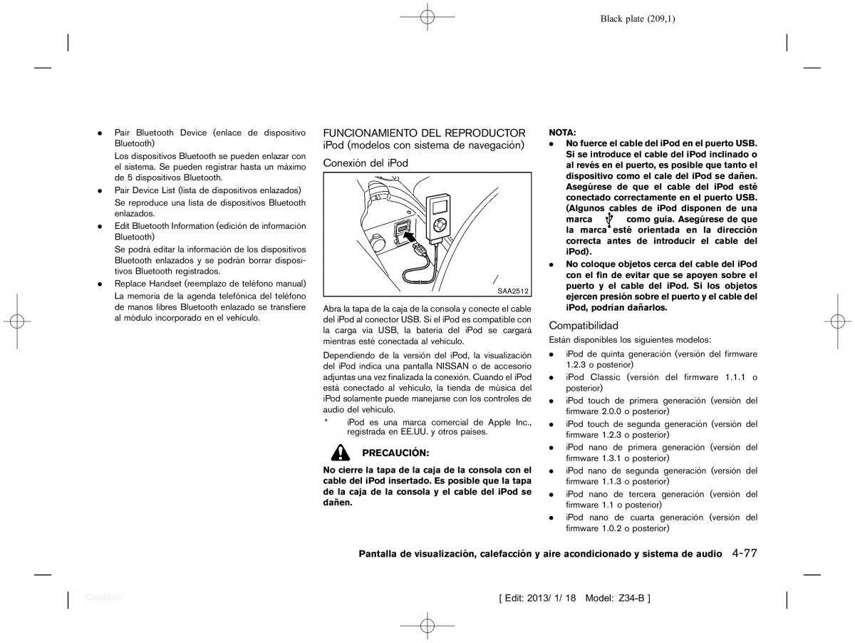 Nissan 370Z manual del propietario / page 210