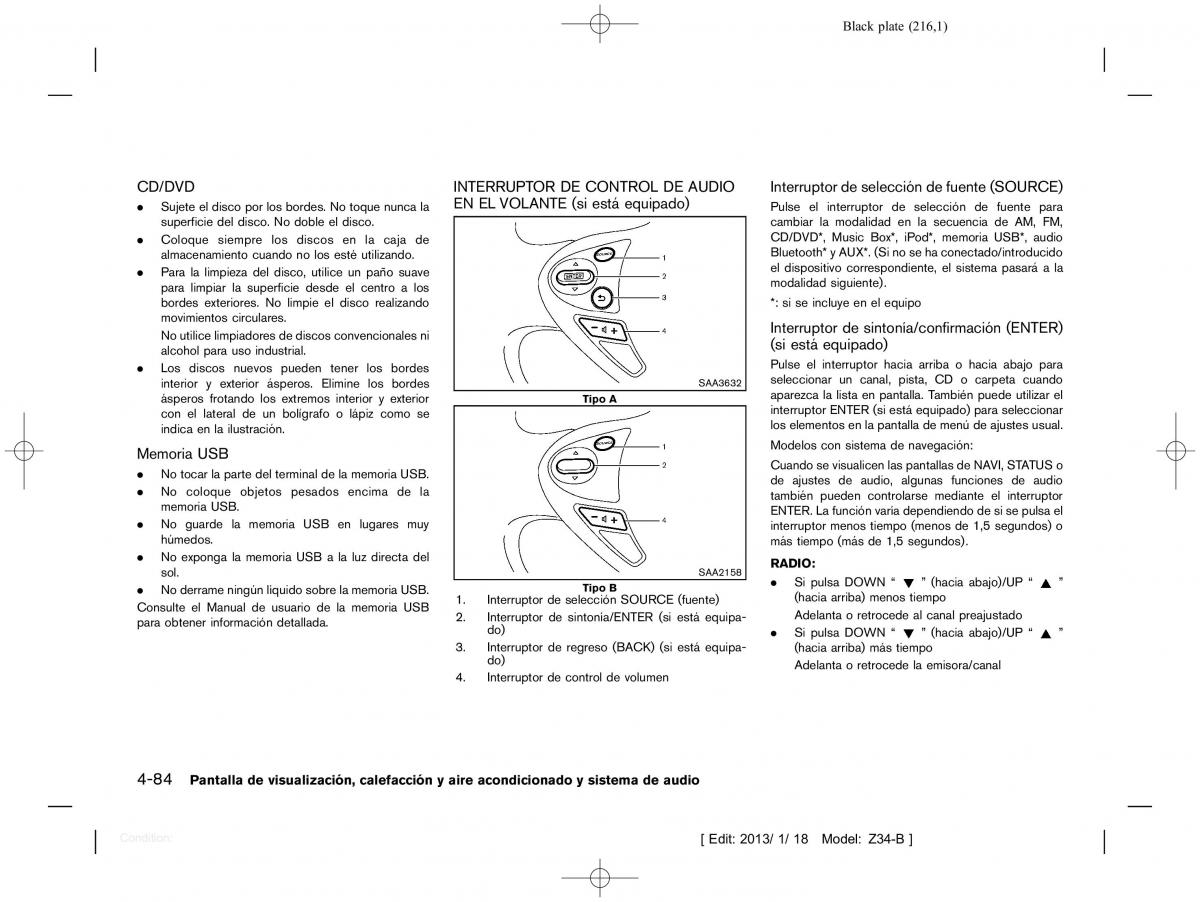 Nissan 370Z manual del propietario / page 217