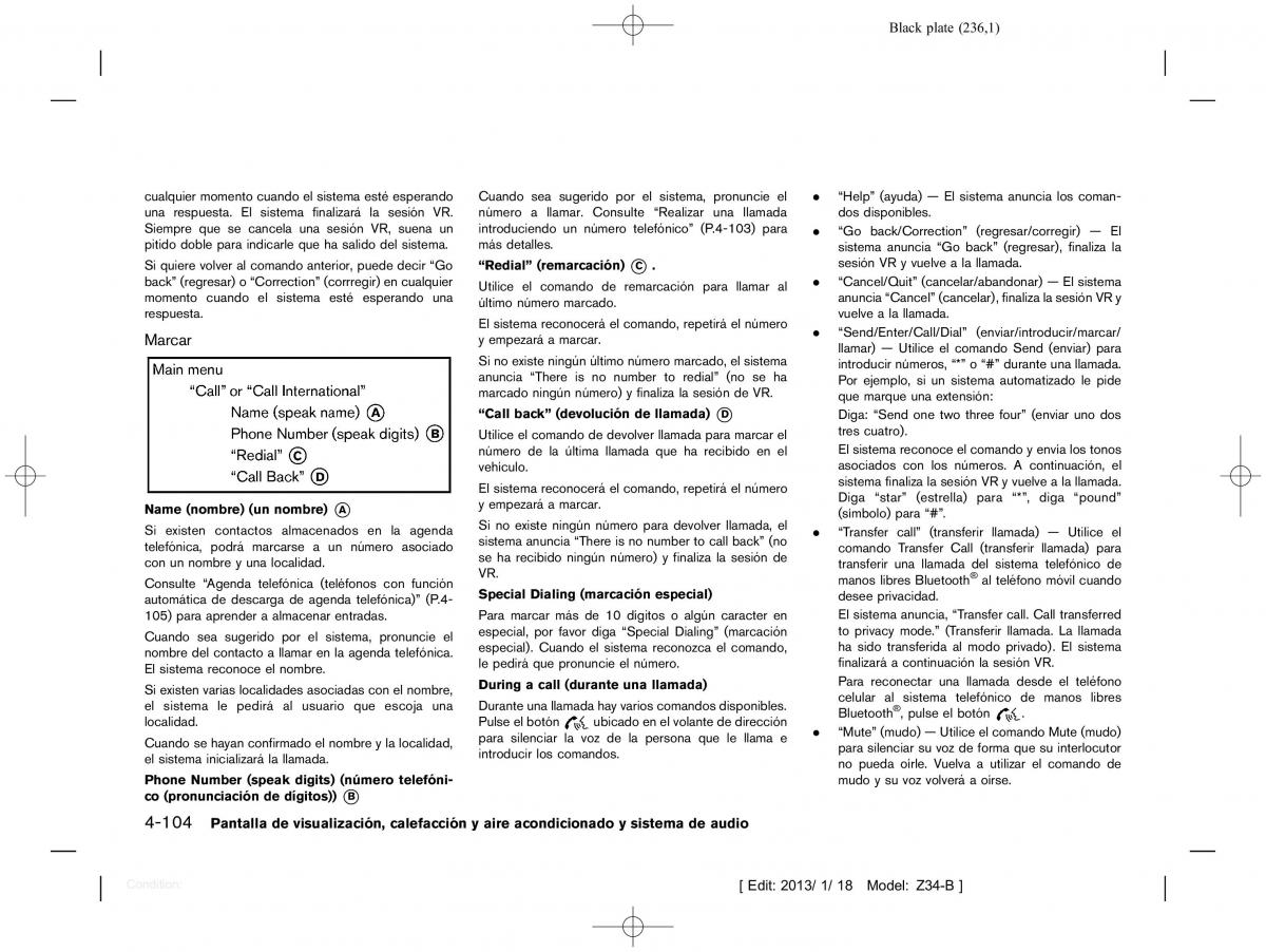 Nissan 370Z manual del propietario / page 237