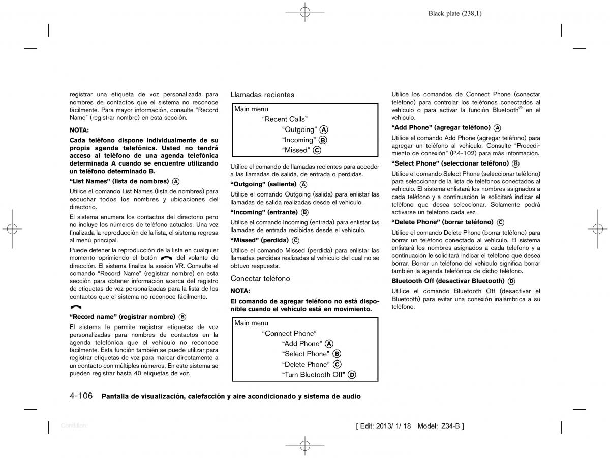 Nissan 370Z manual del propietario / page 239