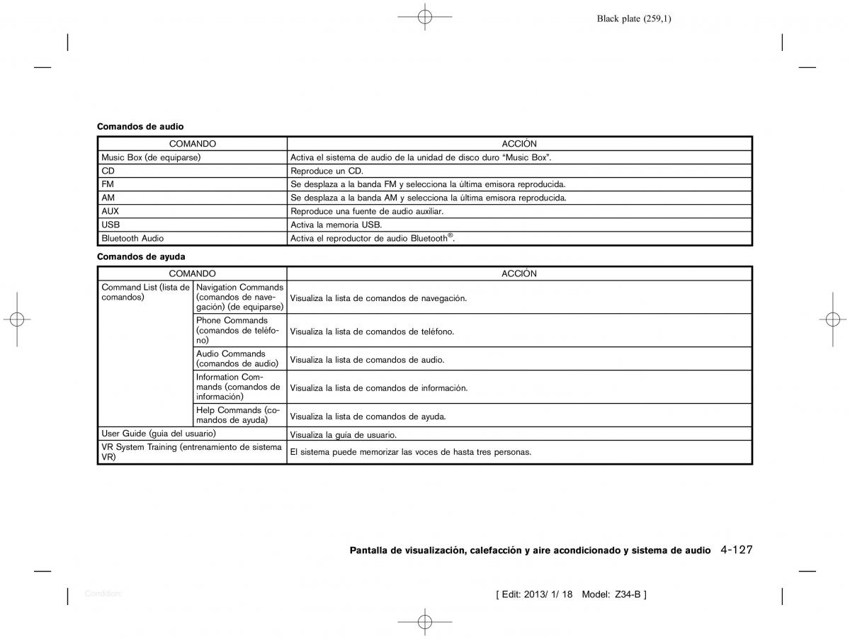 Nissan 370Z manual del propietario / page 260