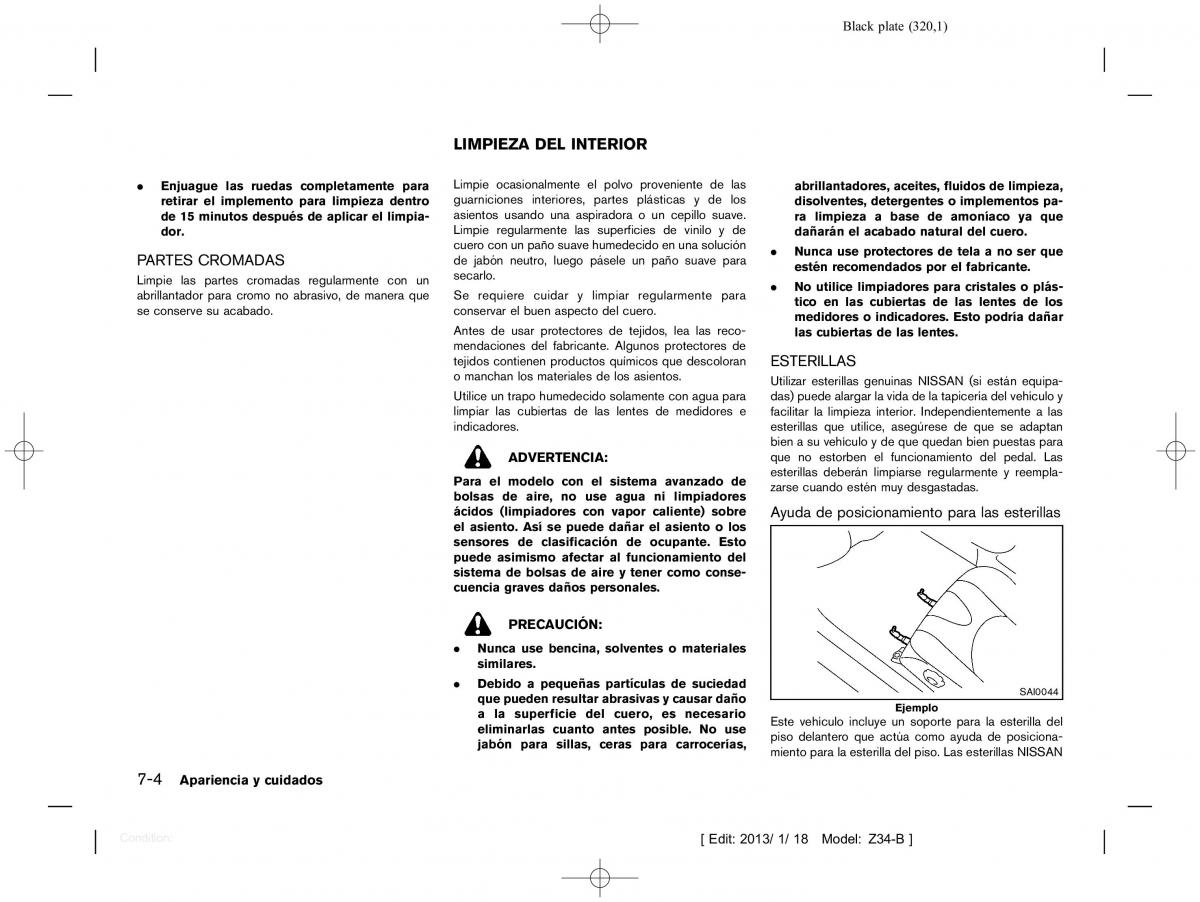 Nissan 370Z manual del propietario / page 321