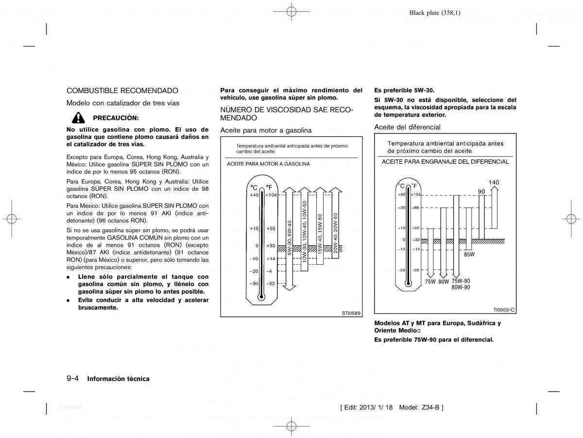 Nissan 370Z manual del propietario / page 359