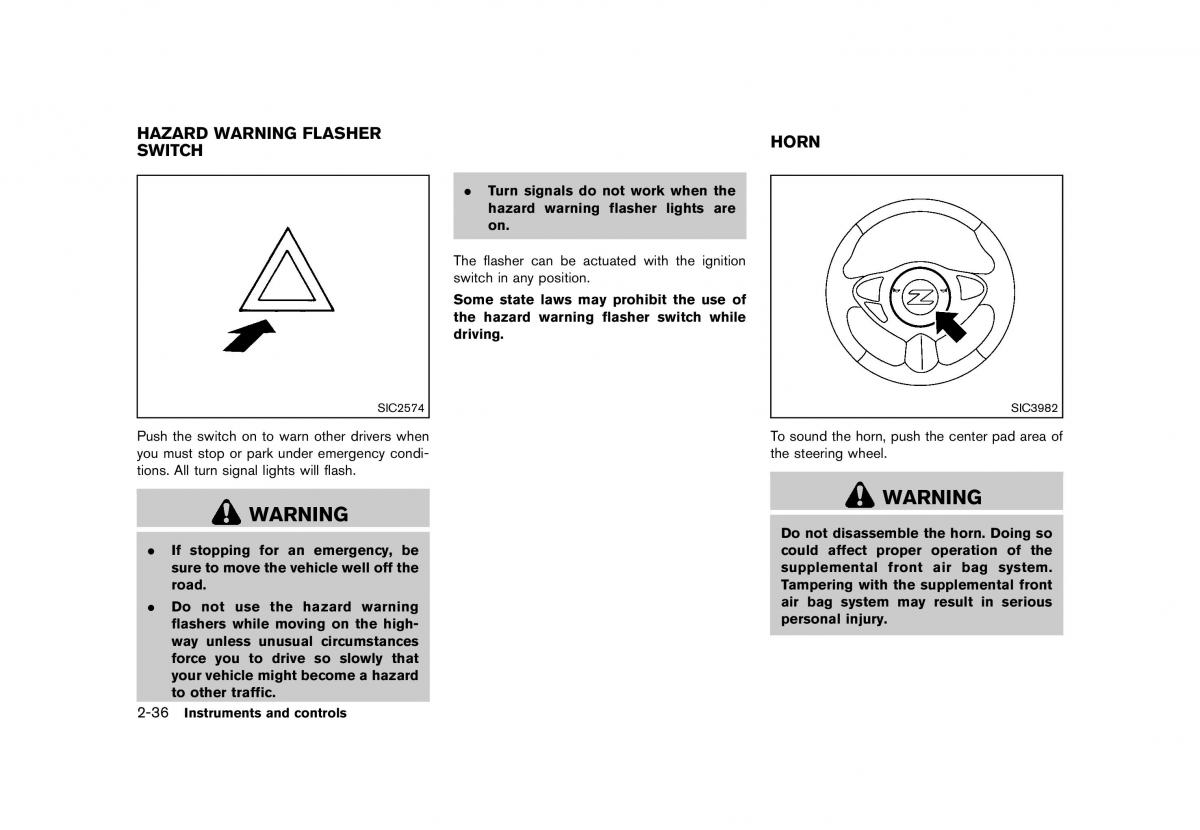 Nissan 370Z owners manual / page 100