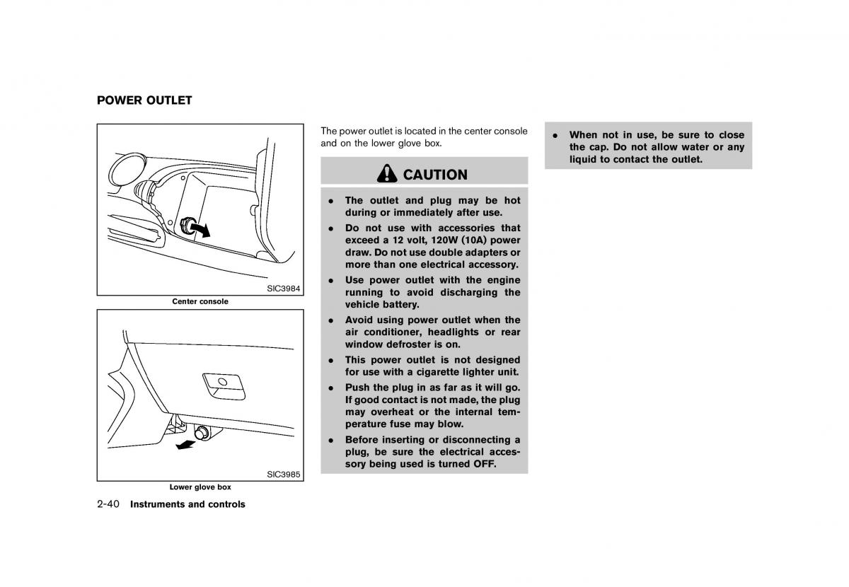 Nissan 370Z owners manual / page 104