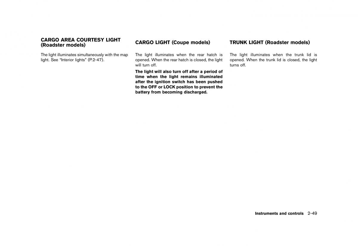 Nissan 370Z owners manual / page 113