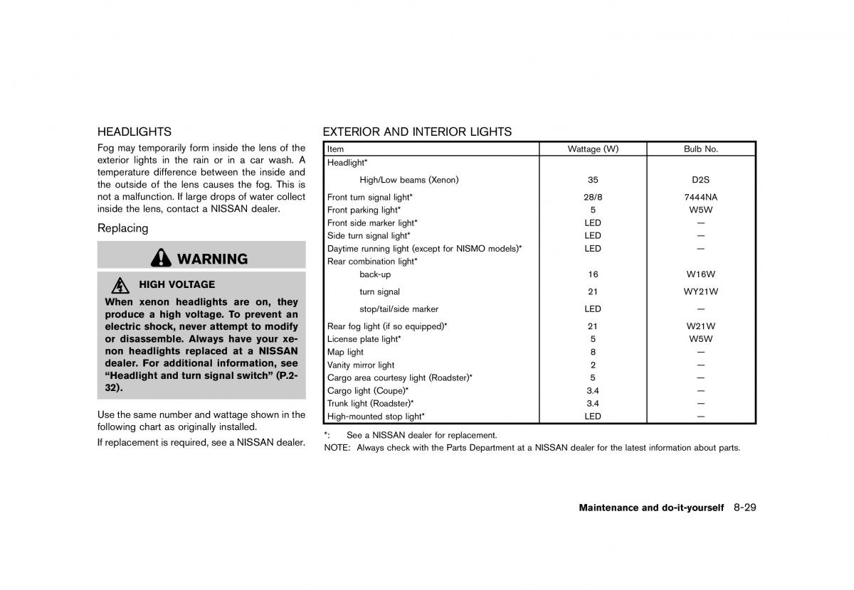 Nissan 370Z owners manual / page 379