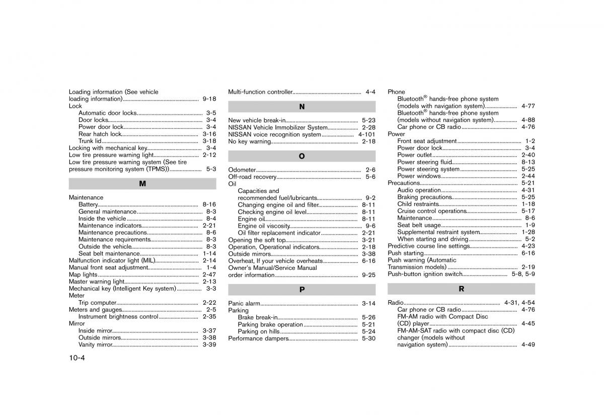 Nissan 370Z owners manual / page 422