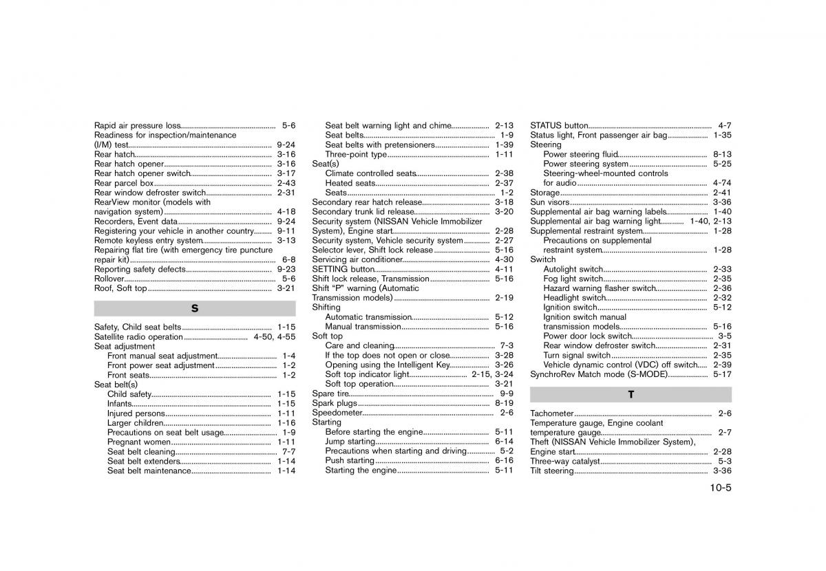 Nissan 370Z owners manual / page 423