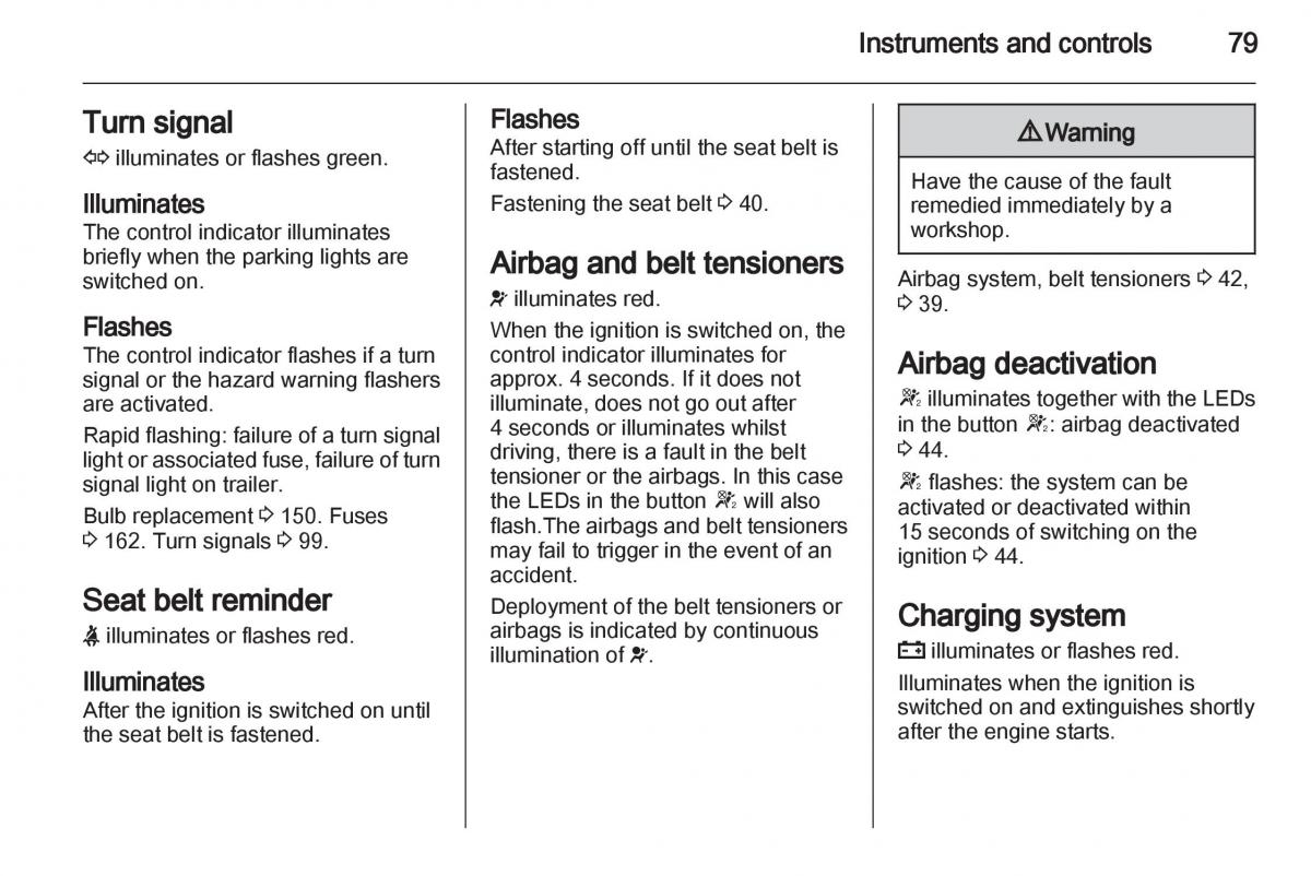 Opel Corsa D owners manual / page 81