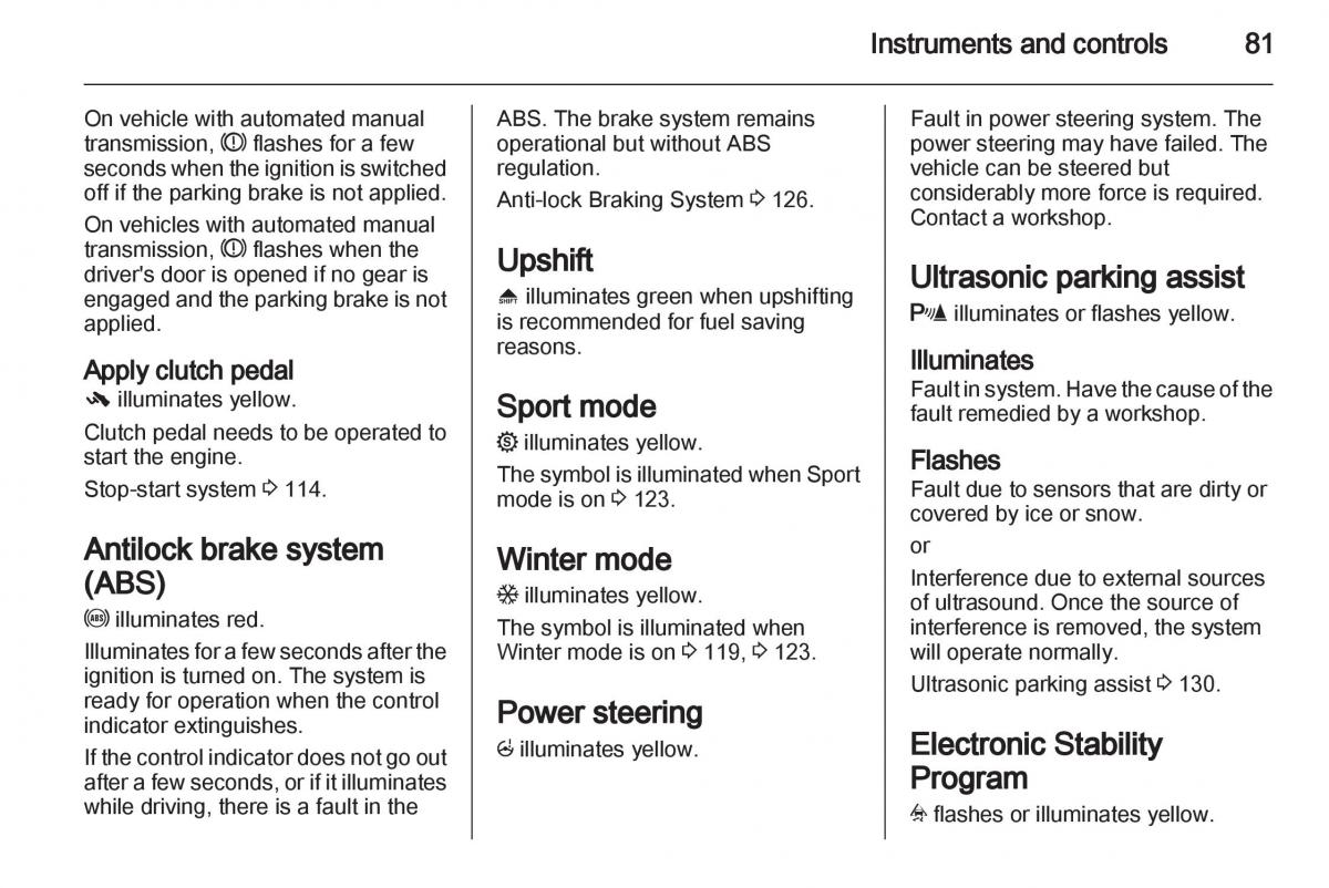 Opel Corsa D owners manual / page 83