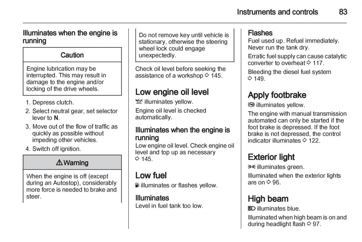 Opel Corsa D owners manual / page 85