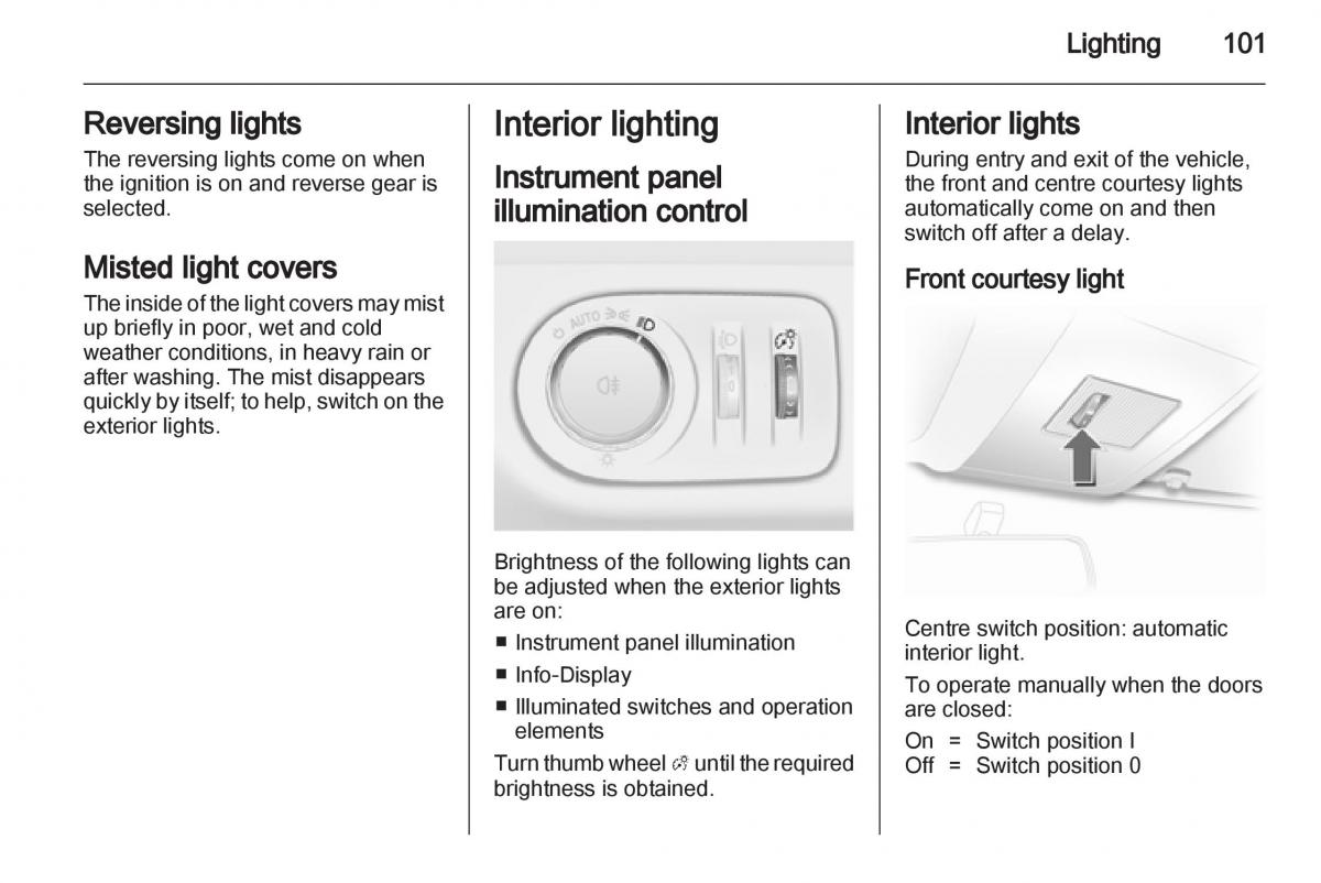 Opel Corsa D owners manual / page 103