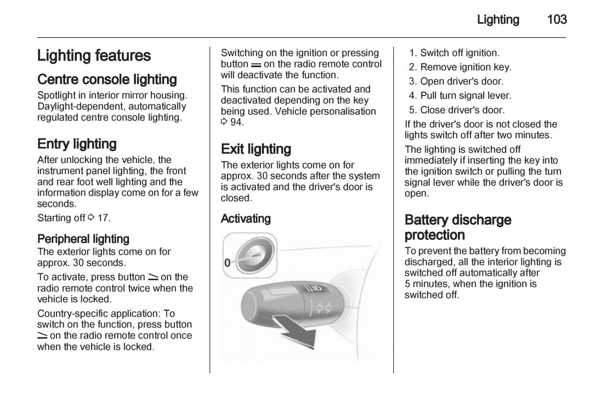 Opel Corsa D owners manual / page 105