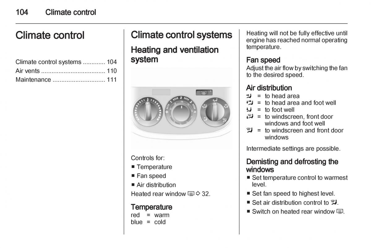 Opel Corsa D owners manual / page 106