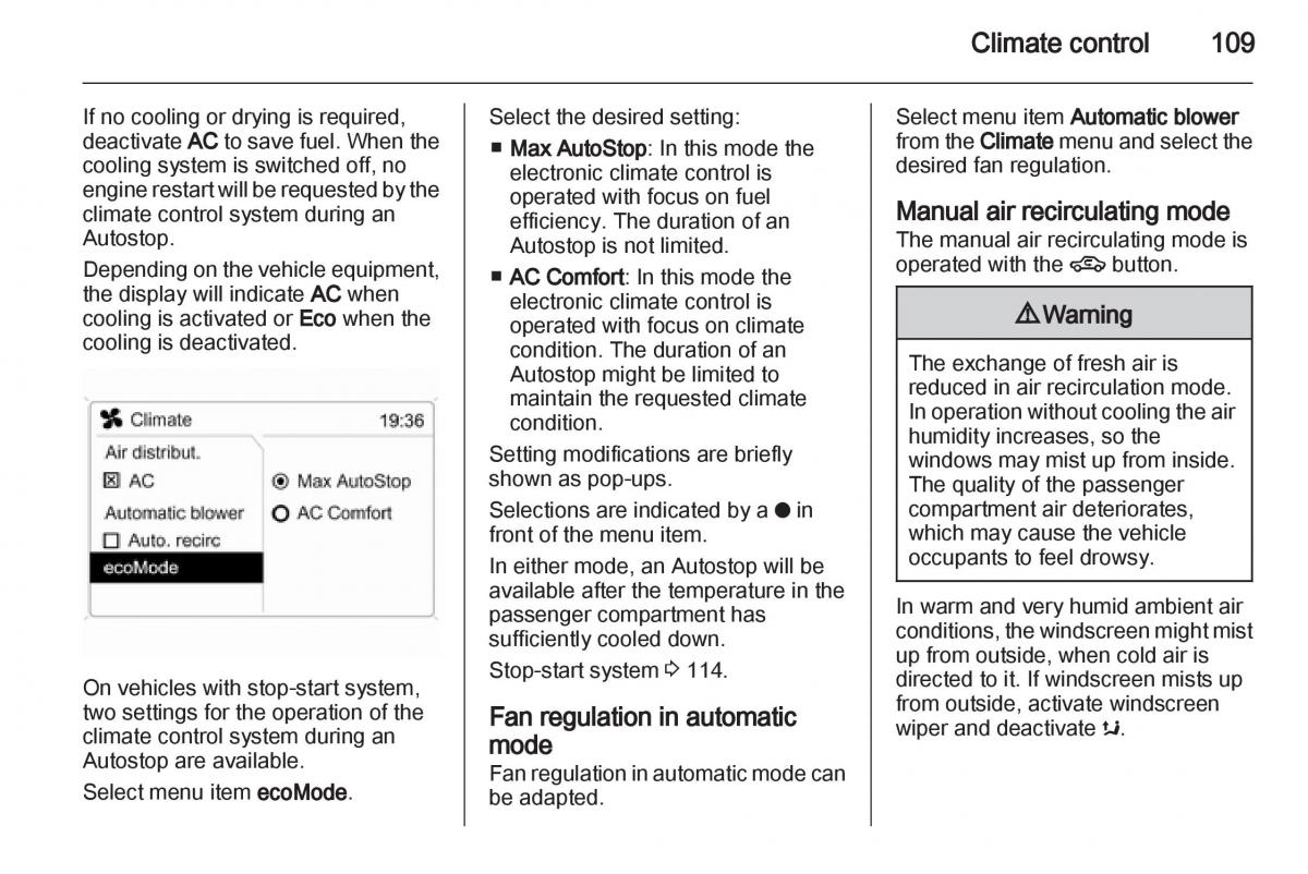 Opel Corsa D owners manual / page 111