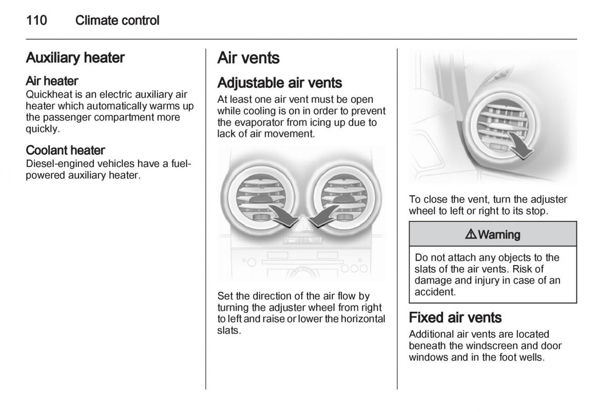 Opel Corsa D owners manual / page 112