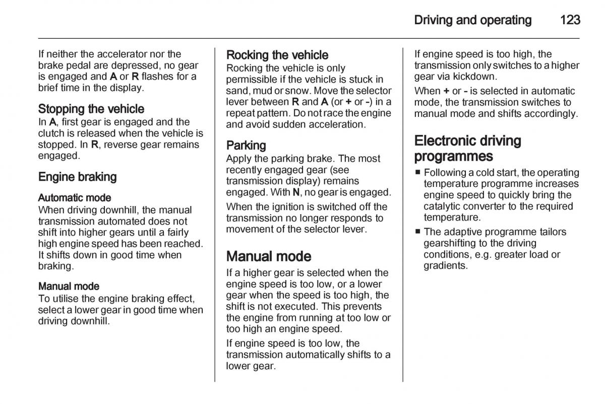 Opel Corsa D owners manual / page 125