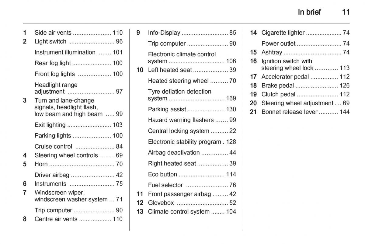 Opel Corsa D owners manual / page 13