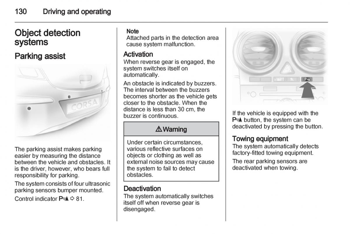 Opel Corsa D owners manual / page 132