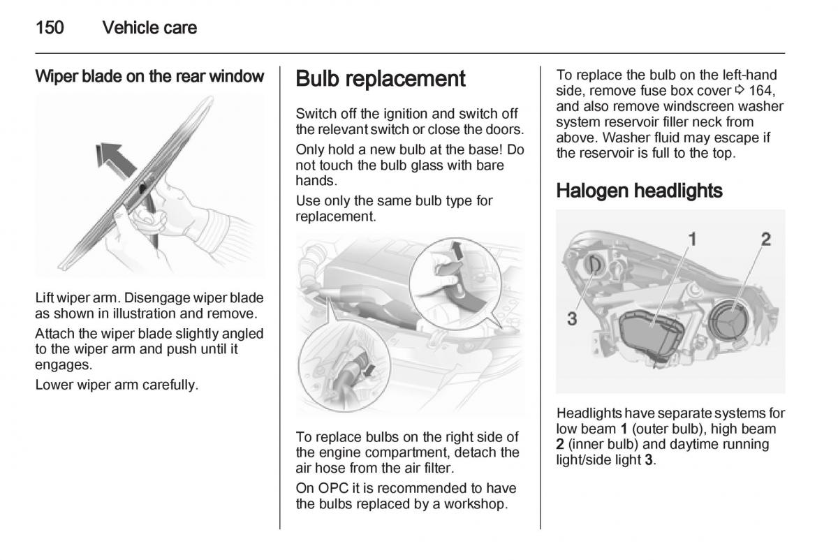 Opel Corsa D owners manual / page 152