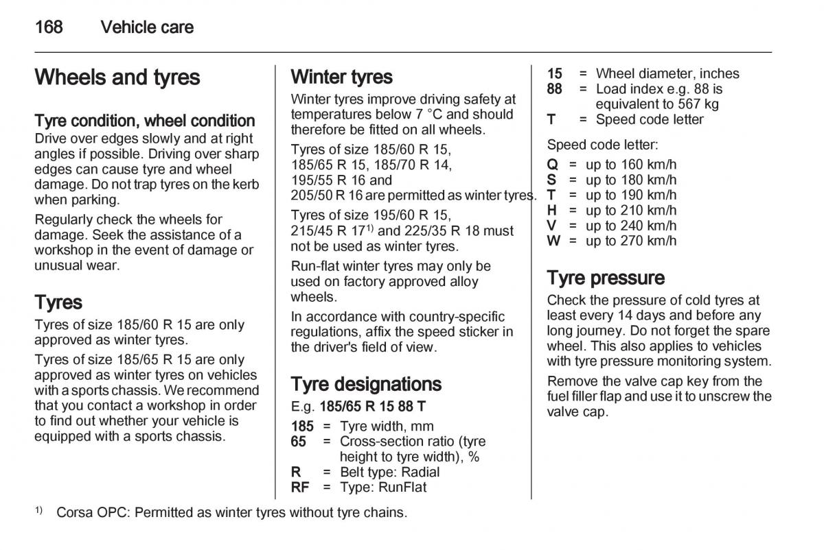 Opel Corsa D owners manual / page 170