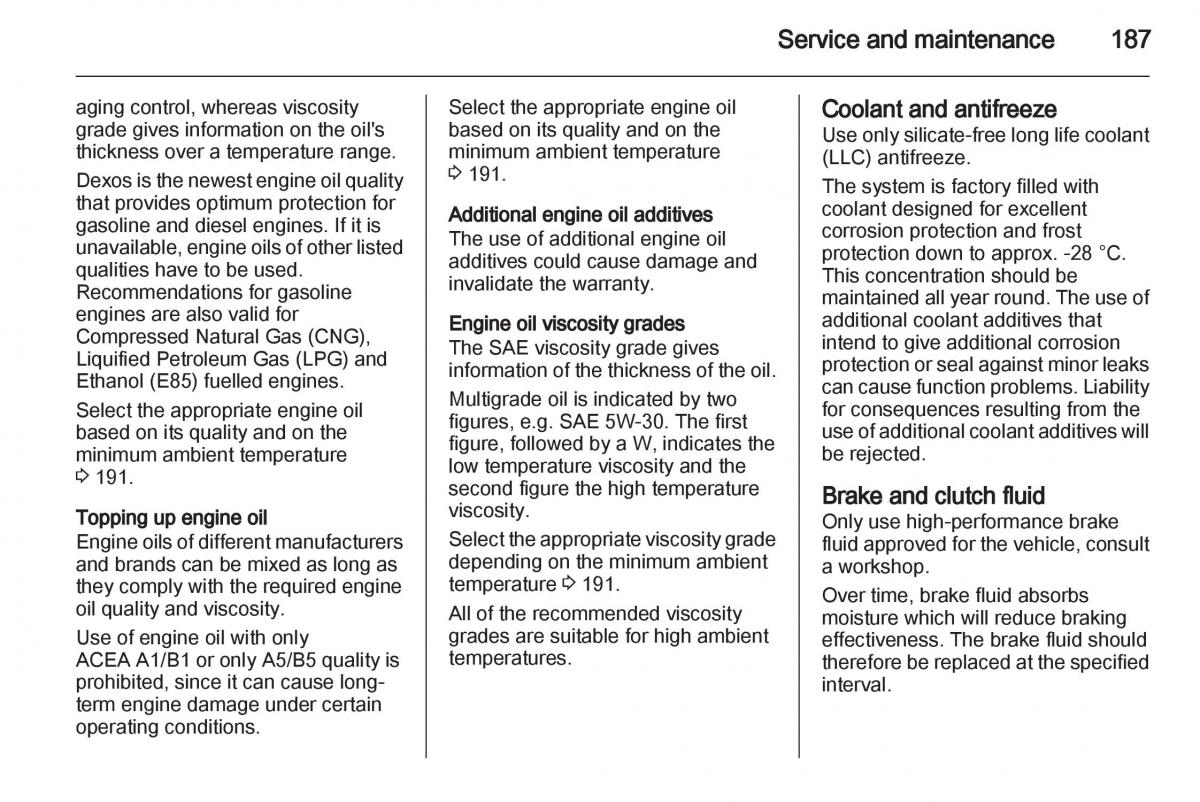 Opel Corsa D owners manual / page 189