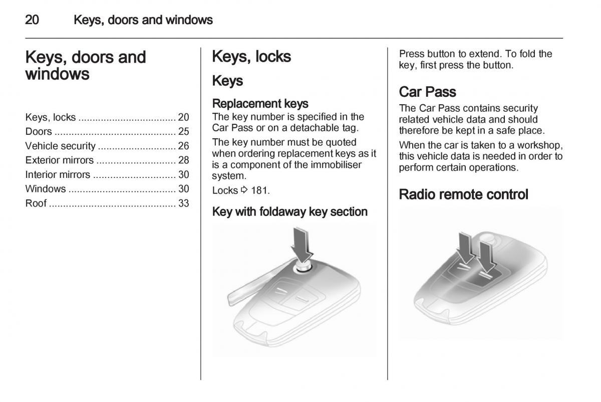 Opel Corsa D owners manual / page 22