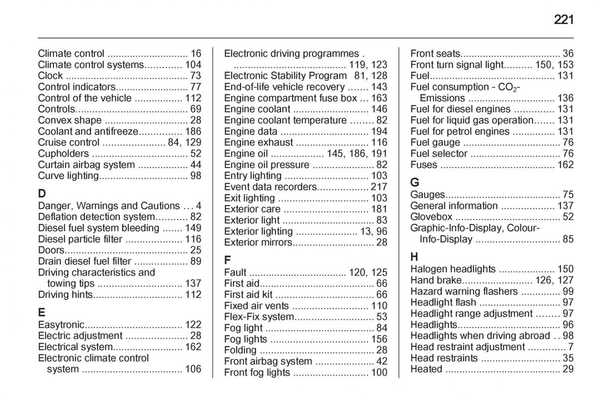 Opel Corsa D owners manual / page 223