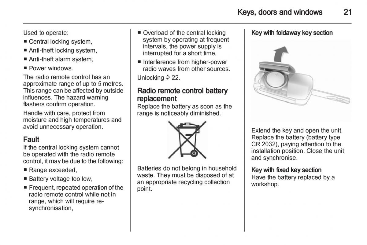 Opel Corsa D owners manual / page 23