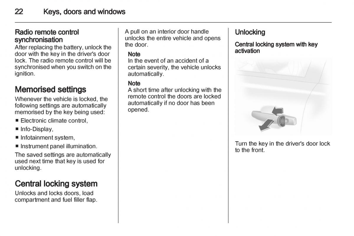 Opel Corsa D owners manual / page 24