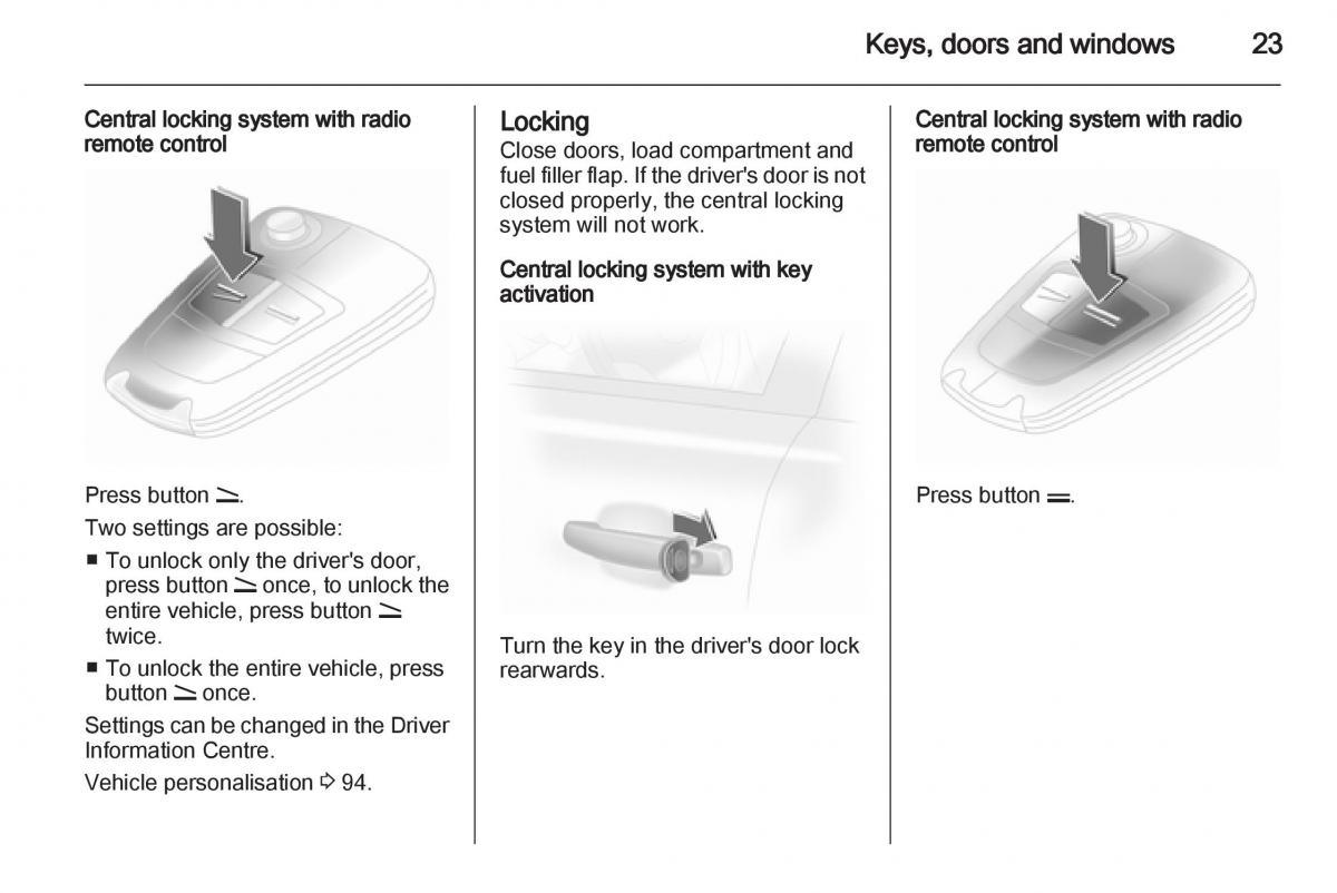 Opel Corsa D owners manual / page 25