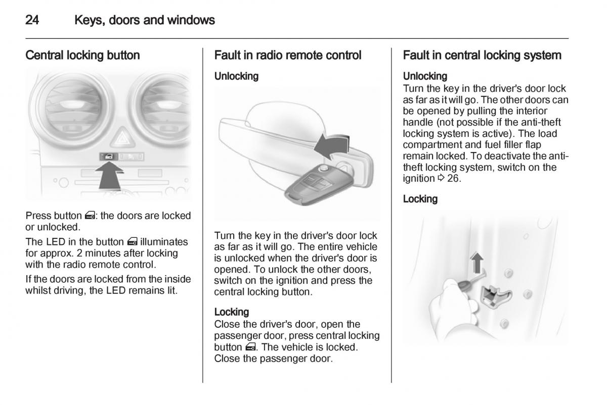 Opel Corsa D owners manual / page 26