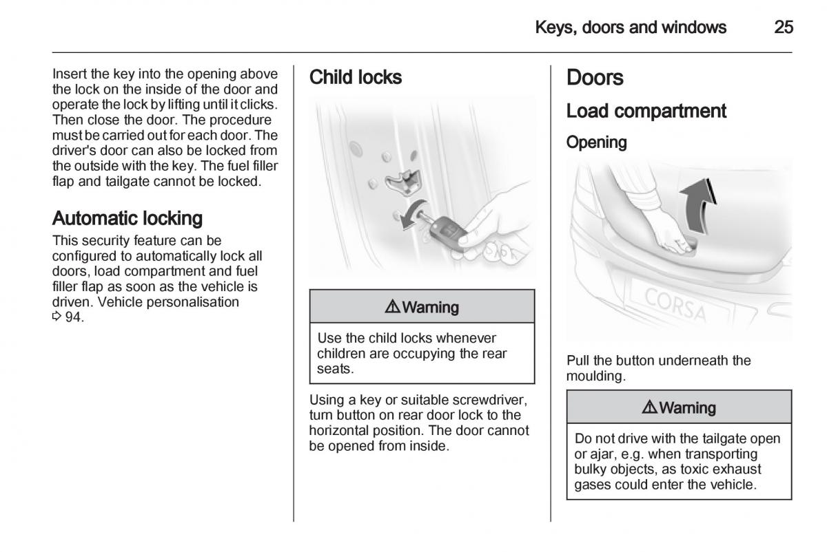 Opel Corsa D owners manual / page 27