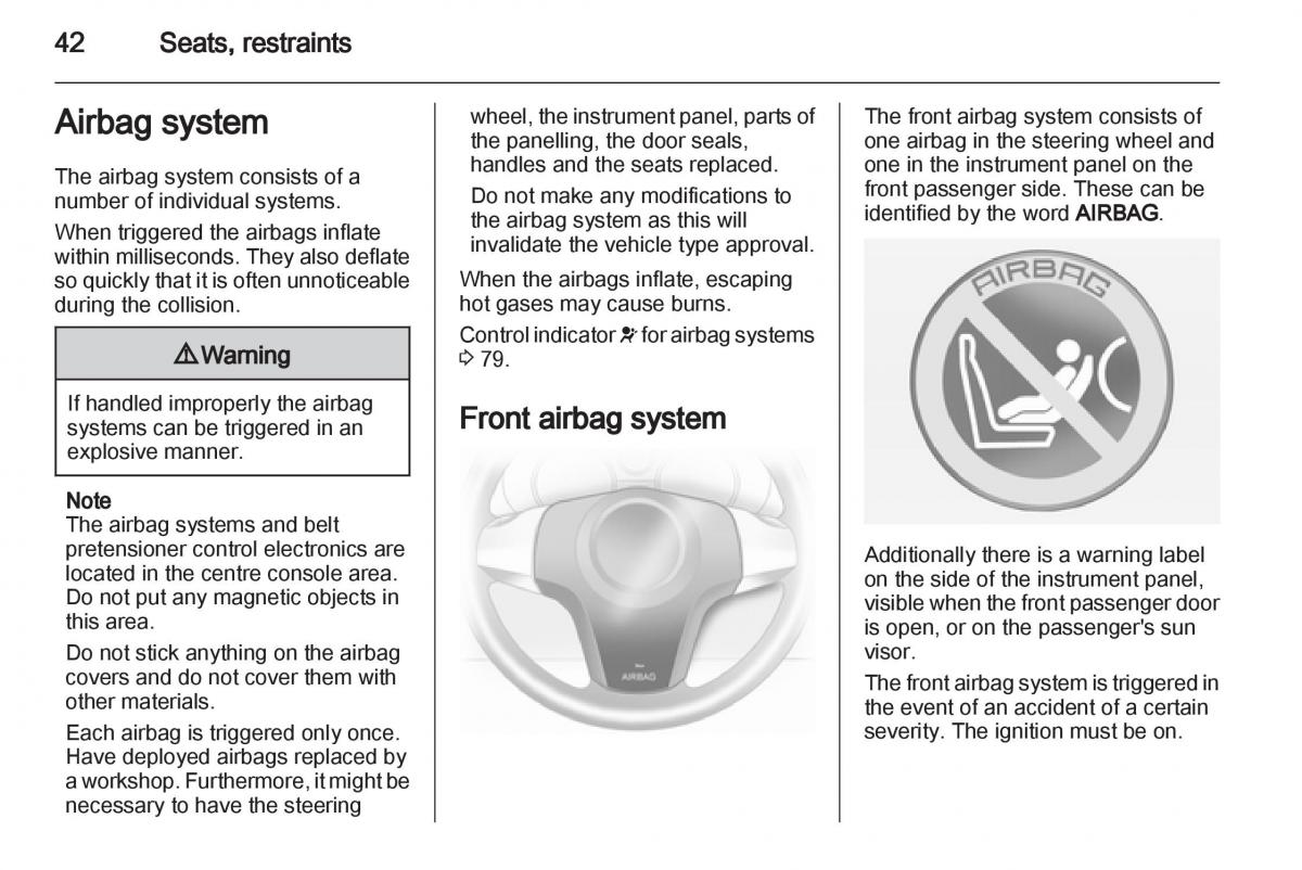 Opel Corsa D owners manual / page 44